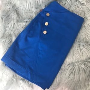 Ted Baker London blue gold button mini skirt 2